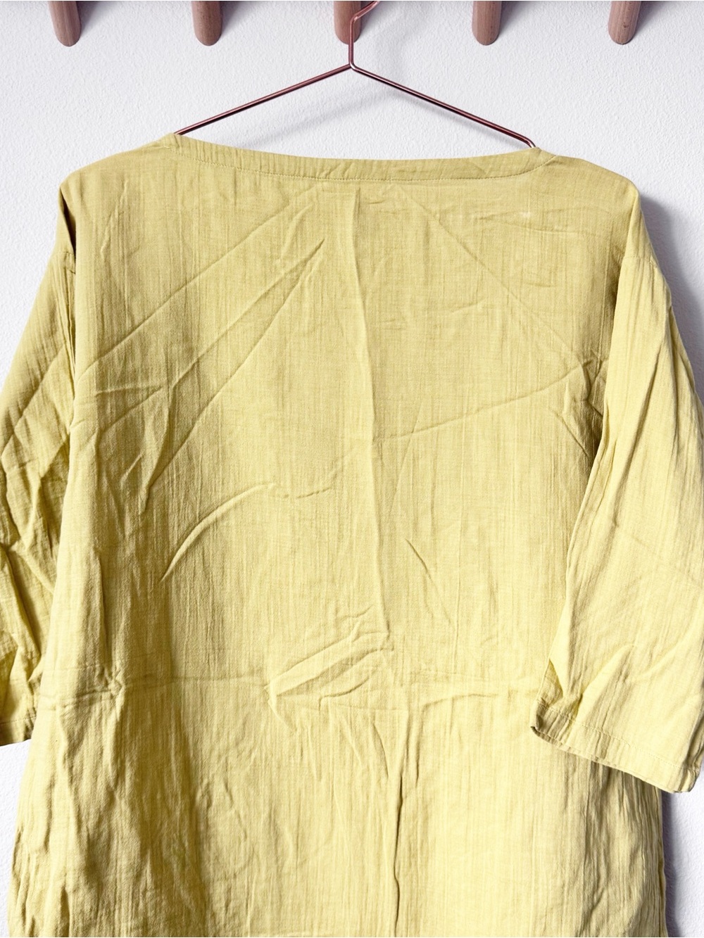 Eileen Fisher Yellow Scoop Neck Tunic with Front Pockets - Picture 8 of 9
